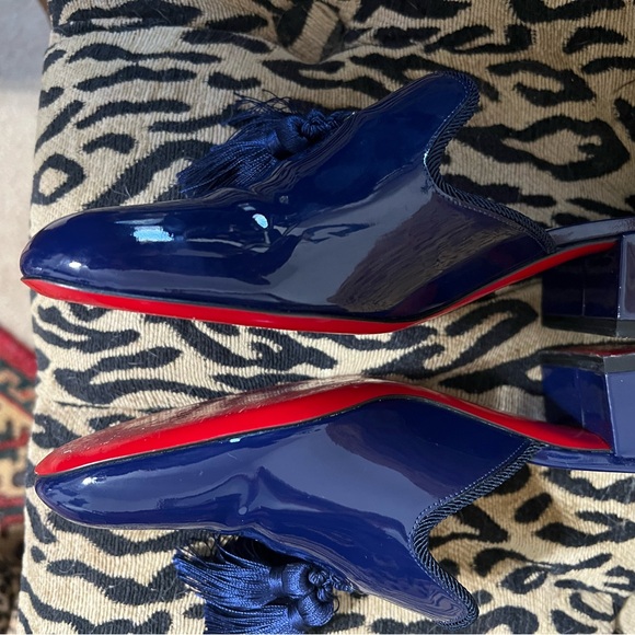 Christian Louboutin Patent Leather Tassel Accent Mules Barry 35 - Picture 2 of 8